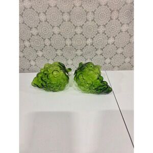 Vintage Green Glass Grape Cluster Table Decor‎ Kitchen Display Lot of 2 Home MCM